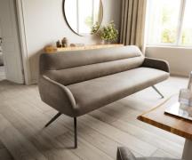 Esszimmerbank Taya-Flex 200 cm Mikrofaser Taupe Vintage Kreuzgestell k...