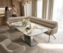 Esszimmerbank Taya-Flex 285x190 cm Bouclé Schlamm Kreuzgestell kantig ...