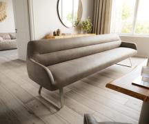 Esszimmerbank Taya-Flex 300 cm Mikrofaser Taupe Vintage Kufengestell f...