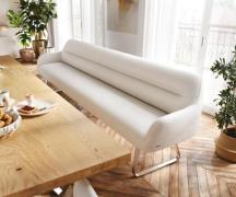 Esszimmerbank Taya-Flex 300 cm Bouclé Creme-Weiß Kufengestell flach Ed...