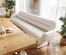 Esszimmerbank Taya-Flex 300 cm Bouclé Creme-Weiß Kufengestell kantig E...