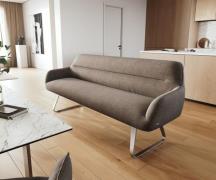 Esszimmerbank Taya-Flex 200 cm Strukturstoff Soft Taupe Kufengestell f...