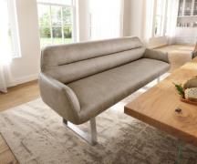 Esszimmerbank Taya-Flex 200 cm Mikrofaser Beige Vintage Kufengestell k...