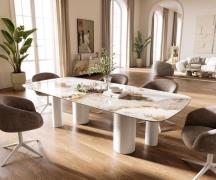 Esstisch Edge Boot 260x120 cm Keramik Minas Melange Weiß-Beige Pilier ...