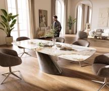 Esstisch Edge Boot 260x120 cm Keramik Minas Melange Weiß-Beige Cono Me...