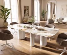 Esstisch Edge Boot 260x120 cm Keramik Minas Melange Weiß-Beige Troa Me...