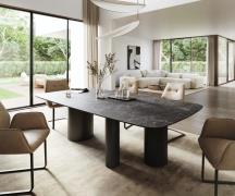 Esstisch Edge Boot 260x120 cm Keramik Laminam® Nero Greco Anthrazit Tr...