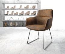 Armlehnstuhl Pejo-Flex Braun Antik Kufengestell Schwarz