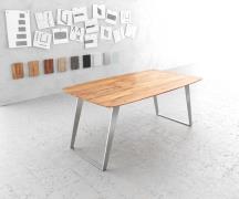 Esstisch Edge Boot 180x90 Akazie Natur Edelstahl Schräg Schweizer Kant...