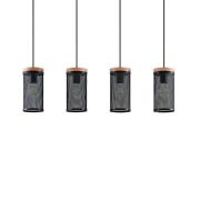 Lindby - Kiriya 4 Pendelleuchte Black/Wood