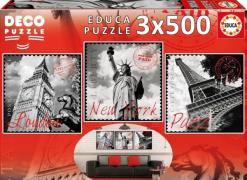 Educa Puzzle Big Cities Decorative 3x500 Teile