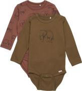 Minymo Body 2er-Pack, Dark Olive, 68, Babykleidung