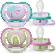 Philips Avent Ultra Air Deco Schnuller 2er-Pack 0-6m, Grün/Lila