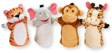 Melissa &  Doug Handpuppen Kuscheltiere Zoo, 4 Stück