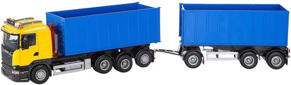 Emek Scania Hakenlader mit Anhänger, Gelb
