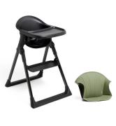Beemoo CARE Harmony Hochstuhl inkl. Sitzkissen, All Black/Green