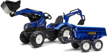 Falk New Holland Trettraktor mit Anhänger, Blau